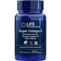 Super Omega-3 EPA/DHA with Sesame Lignans & Olive Extract. 60 softgels LIFE Extension